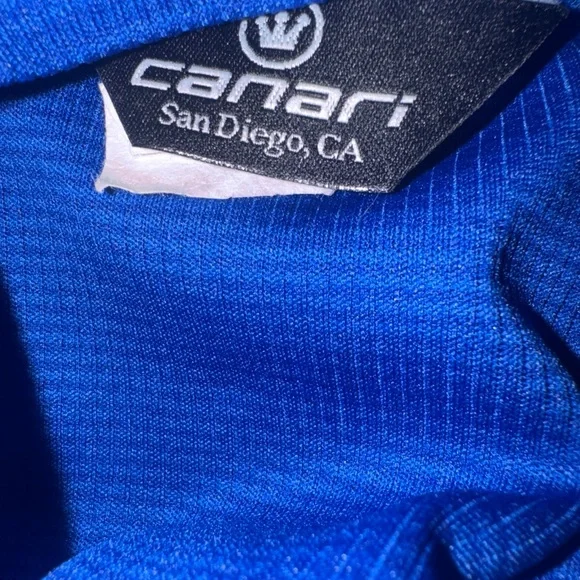 Canari  Mens Large  3/4 Zip Cycling Jersey Blue White Short Sleeve - Picture 5 of 5